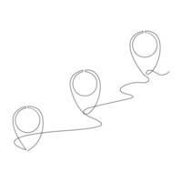 Location pointers one continuous line drawing isolated on white background minimalist design vector