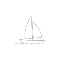 Vector continuous one line drawing of sailboat best use for logo poster banner stock illustration and minimal