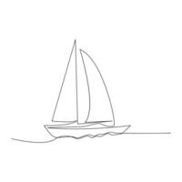Vector continuous one line drawing of sailboat best use for logo poster banner stock illustration and minimal