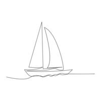 Vector continuous one line drawing of sailboat best use for logo poster banner stock illustration and minimal