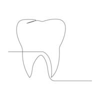 Vector Continuous line drawing of tooth isolated on white background illustration concept of dental