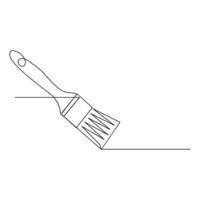 Vector in one continuous line drawing of paint brush sketch isolated on white background minimal