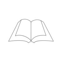 Vector in one continuous line drawing of book concept of education, library logo illustration