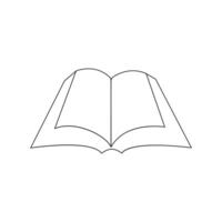 Vector in one continuous line drawing of book concept of education, library logo illustration