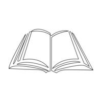 Vector in one continuous line drawing of book concept of education, library logo illustration