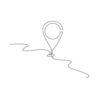 Location pointers one continuous line drawing isolated on white background minimalist design vector