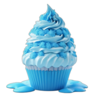 3d återges blå glasyr fantasi muffin png