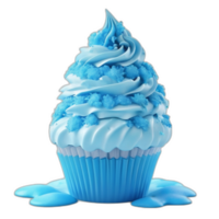 3d rendered Blue icing fantasy cupcake png