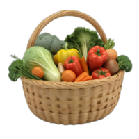 3d rendered basket full of vegetable png