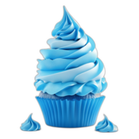 3d rendered Blue icing fantasy cupcake png