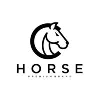línea Arte caballo cabeza logo modelo vector ilustración