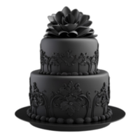 3d rendu noir savoureux mariage fondant gâteau png