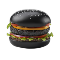 3d rendered black burger png