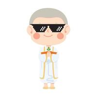 Man Newly for ordained Buddhist cartoon vector