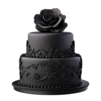 3d rendu noir savoureux mariage fondant gâteau png