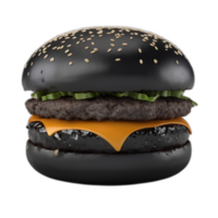 3d rendered black burger png