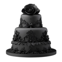 3d rendu noir savoureux mariage fondant gâteau png