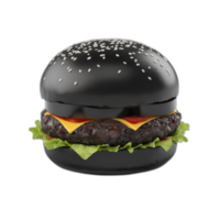 3d rendered black burger png