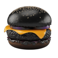 3d rendered black burger png