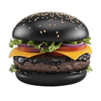 3d rendered black burger png