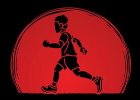 A Boy Start Running Action Jogging A Child Movement Cartoon Sport Graphic Vector