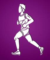 Marathon Runner Start Running A Man Running Action Movement Cartoon Sport Graphic Vector