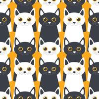 Emotional fancy cats with big eyes create a cute modern seamless pattern with pets for textile. Vector. vector