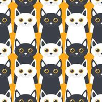 Emotional fancy cats with big eyes create a cute modern seamless pattern with pets for textile. Vector. vector