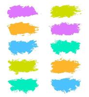 Colorful paint brush strokes isolated on background. Elegant bright watercolour set. Abstract textured effect bundle. Graphic design grungy painted style concept for offer, big, mega, or flash sale vector