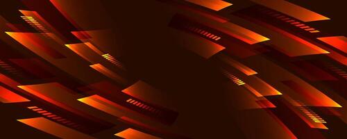 3D brown techno geometric background on dark space with glow lines motion effect decoration. Modern graphic design element high speed panoramic style concept for banner, flyer, card, or brochure cover vector
