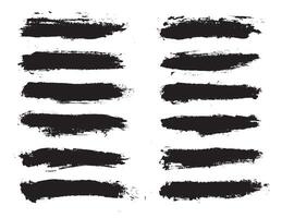 Black paint brush strokes isolated on white background. Paintbrush set template. Grunge texture effect. Graphic design elements grungy painted style concept for banner, flyer, cover, brochure, etc vector