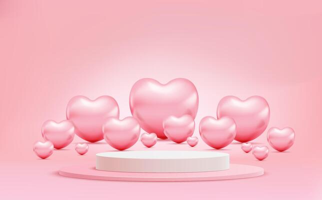 Valentines day podium for product presentation.3d rendering