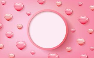 Heart background in pink color for valentine card design vector