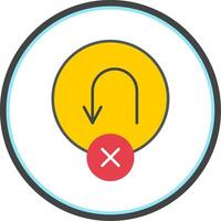 No U Turn Flat Circle Icon vector