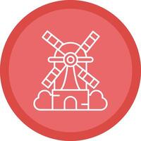 Windmill Flat Circle Multicolor Design Icon vector