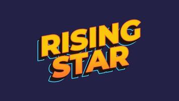 Rising star. Text effect design animation in yellow color. dark blue background video