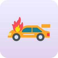 Accident Car In Fire Vector Icon