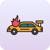 Accident Car In Fire Vector Icon