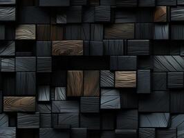 AI generated Dark black wooden Geometric grid background Modern dark abstract texture seamless pattern photo