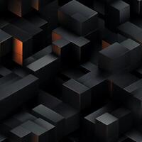 AI generated Dark black Geometric grid background Modern dark abstract texture seamless pattern photo
