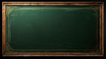 AI generated Empty wooden chalkboard on the wall Education concept with copy space photo
