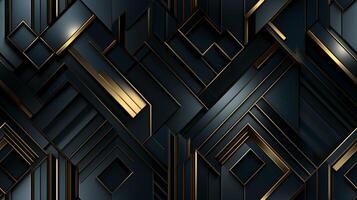 AI generated Dark black Geometric grid background Modern dark abstract texture seamless pattern photo
