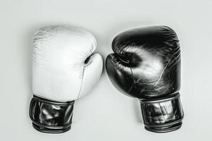 boxeo guantes en un gris antecedentes. foto