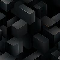 AI generated Dark black Geometric grid background Modern dark abstract texture seamless pattern photo