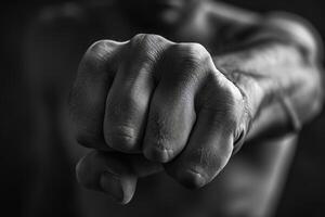 Close-up of a man's fist with black and white tones photo
