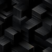 AI generated Dark black Geometric grid background Modern dark abstract texture seamless pattern photo