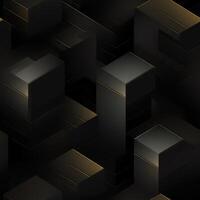 AI generated Dark black Geometric grid background Modern dark abstract texture seamless pattern photo