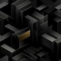 AI generated Dark black Geometric grid background Modern dark abstract texture seamless pattern photo