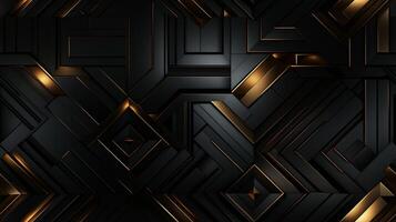 AI generated Dark black Geometric grid background Modern dark abstract texture seamless pattern photo