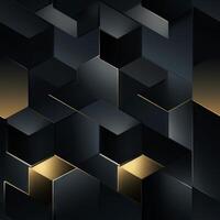 AI generated Dark black Geometric grid background Modern dark abstract texture seamless pattern photo